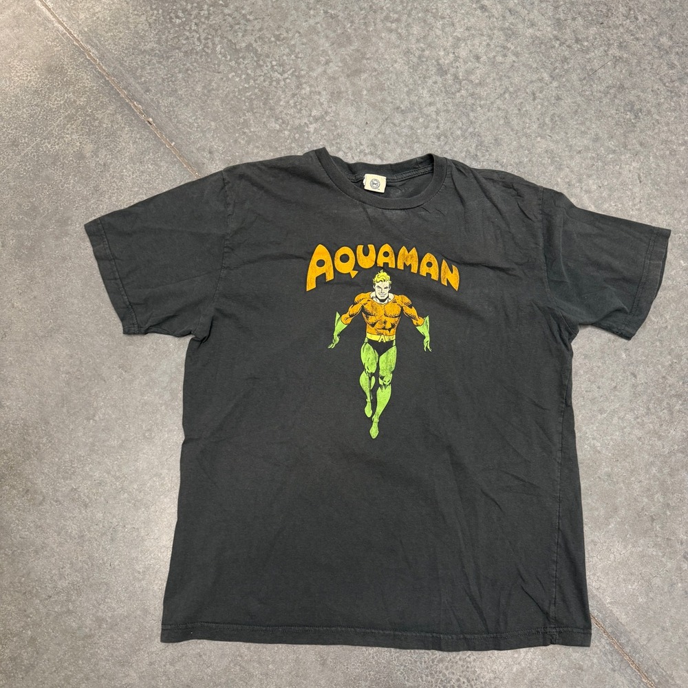 DC Comics Originals Aquaman Graphic T-Shirt Mens XL Black Justice League Cotton